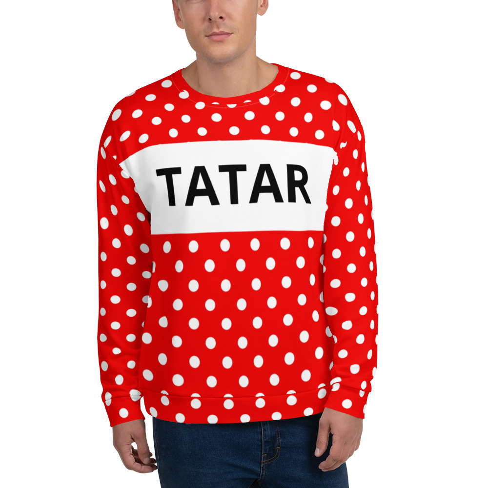 all-over-print-recycled-unisex-sweatshirt-white-front-6a887bf4e1aee.jpg Pusa Tatar Mummuline Unisex - Pilt 1